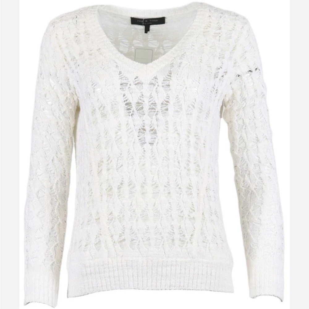 Vintage rag & bone Cream V-Neck Sweater